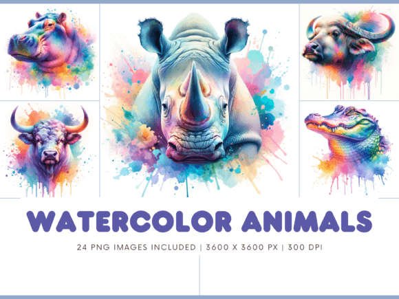 Adorable Water Color Animal Faces Clipart for Creative Projects