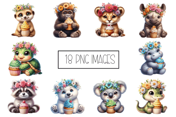 Animal Cupcakes: Designing Delight with Commercial-Use Clipart