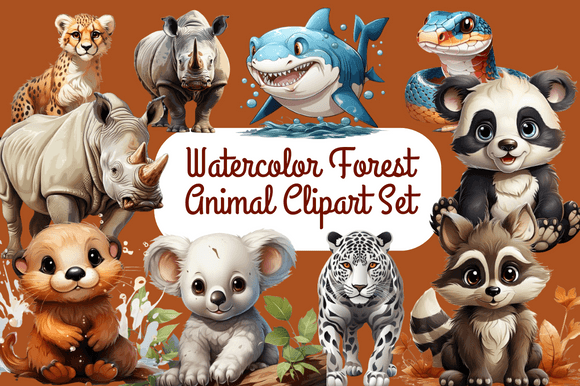 Bring Woodland Charm to Life: A Watercolor Forest Animal Clipart Set
