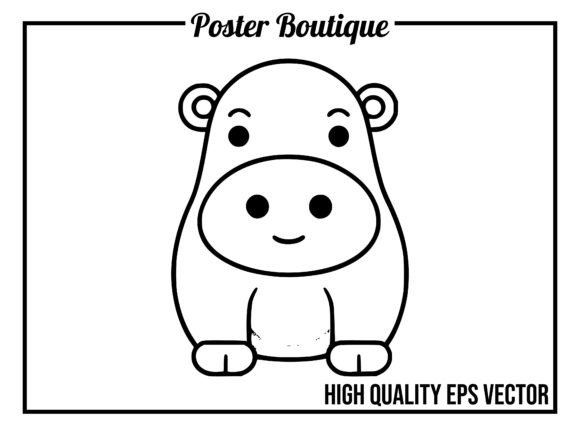 Charm & Character: The Hippo Wild Animal Icon Vector