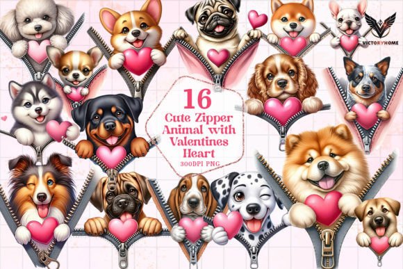 Cute Zipper Animal with Valentines Heart: A Design Asset for Every Occasion