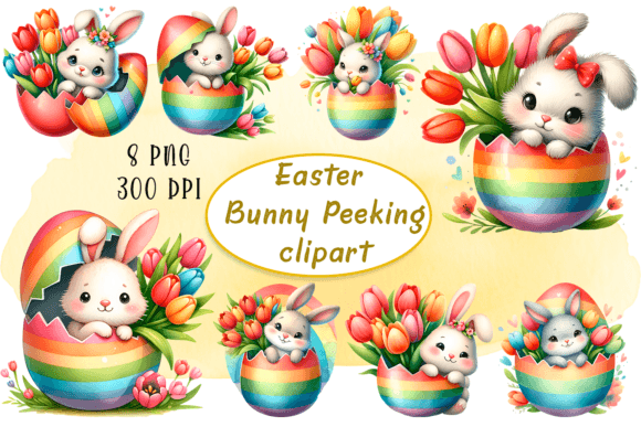 Easter Bunny Peeking Sublimation: Versatile Animal Clipart