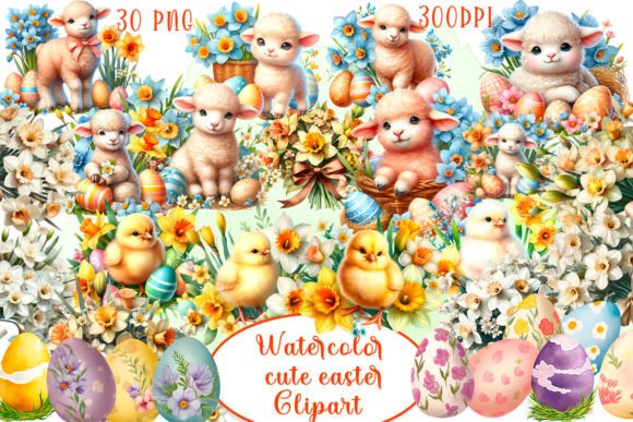 Enchanting Cute Easter Watercolor Clipart: Animal Designs for Your Projects