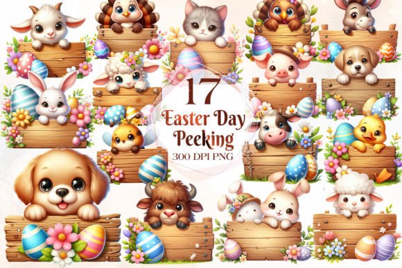 Farm Animal Peeking in Easter Clipart: A Designer's Toolkit