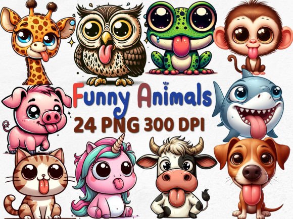 Funny Safari Animal Sublimation Clipart for Creative Projects