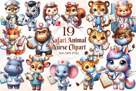 Whimsical Wellness: Using Safari Animal Nurse Clipart